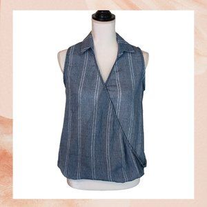 Cozy Casual Blue Sleeveless Surplus Top
